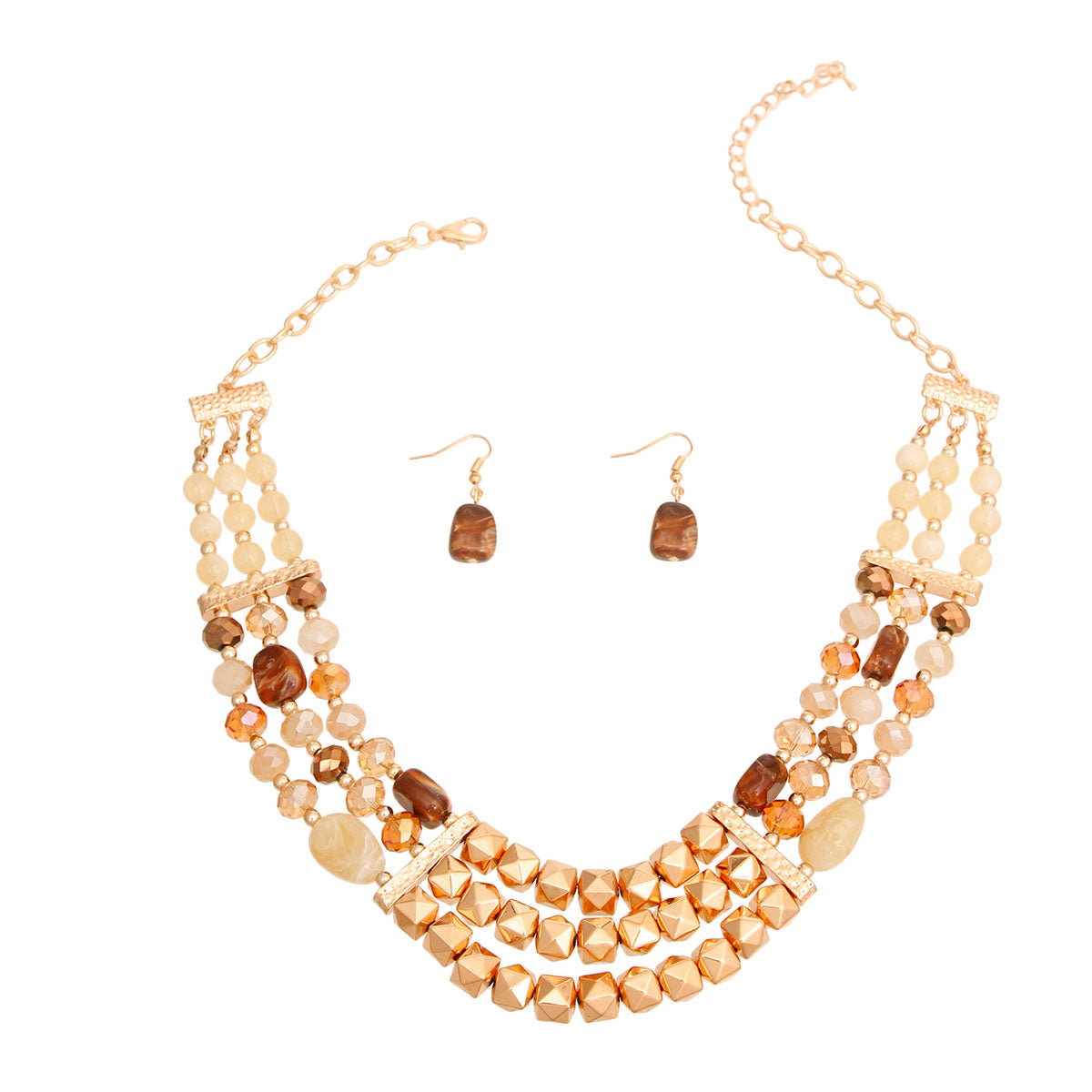 Gold Square Bead Collar Set