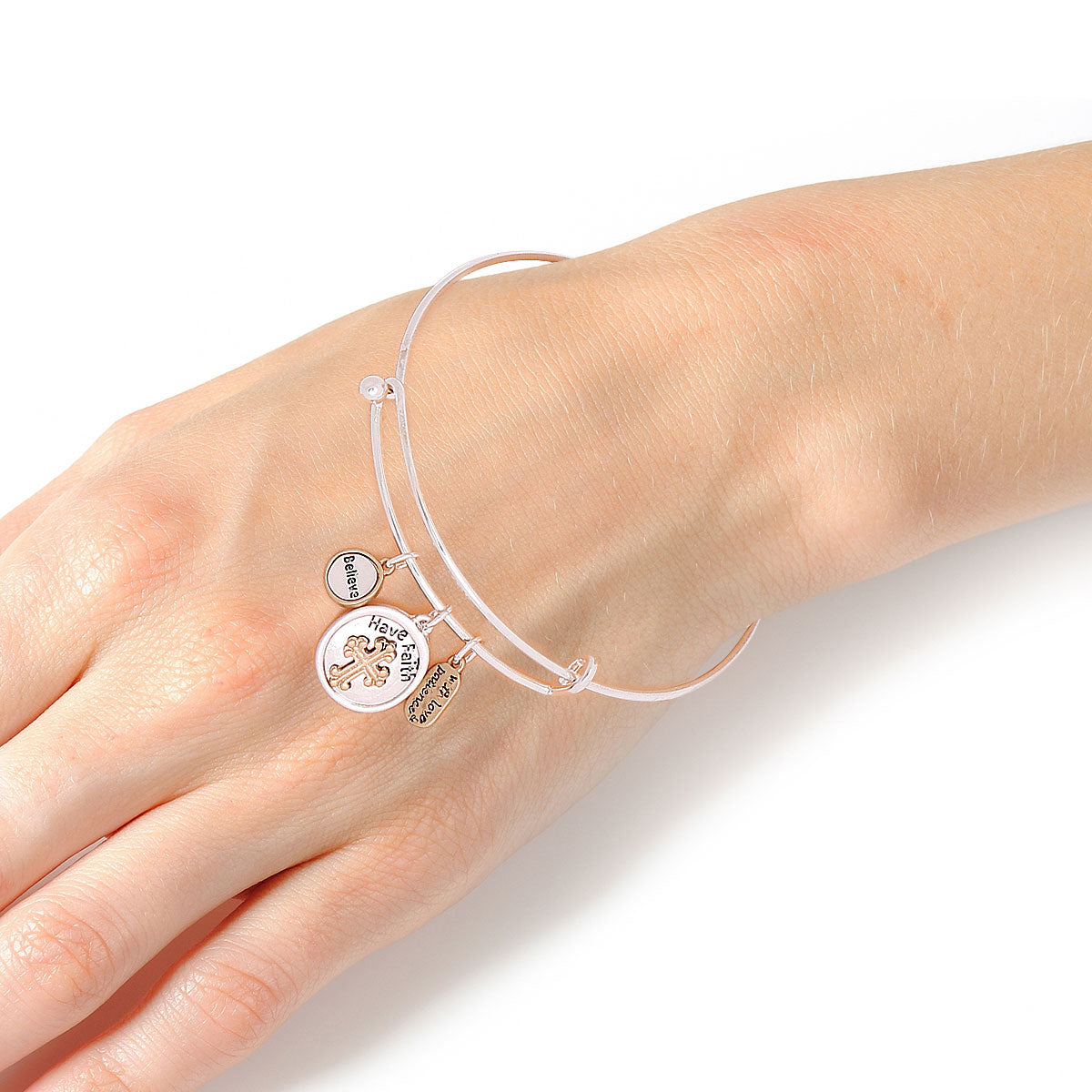 Have Faith Two Tone Charm Bangle