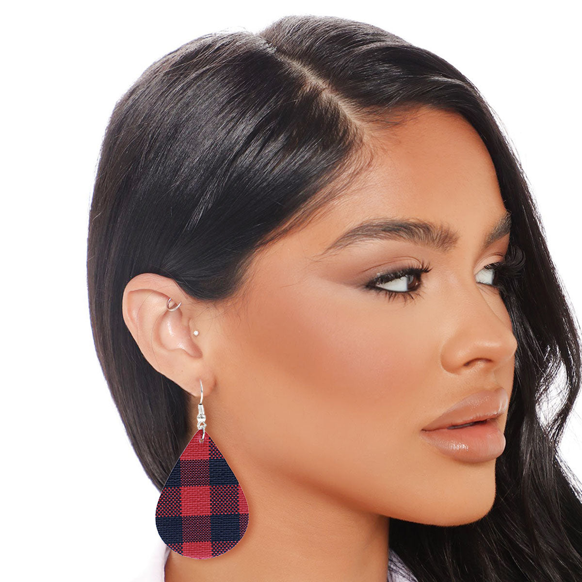 Red Buffalo Plaid Double Sided Earrings