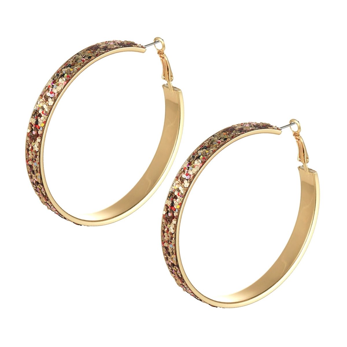 Gold Glitter Wide Hoops