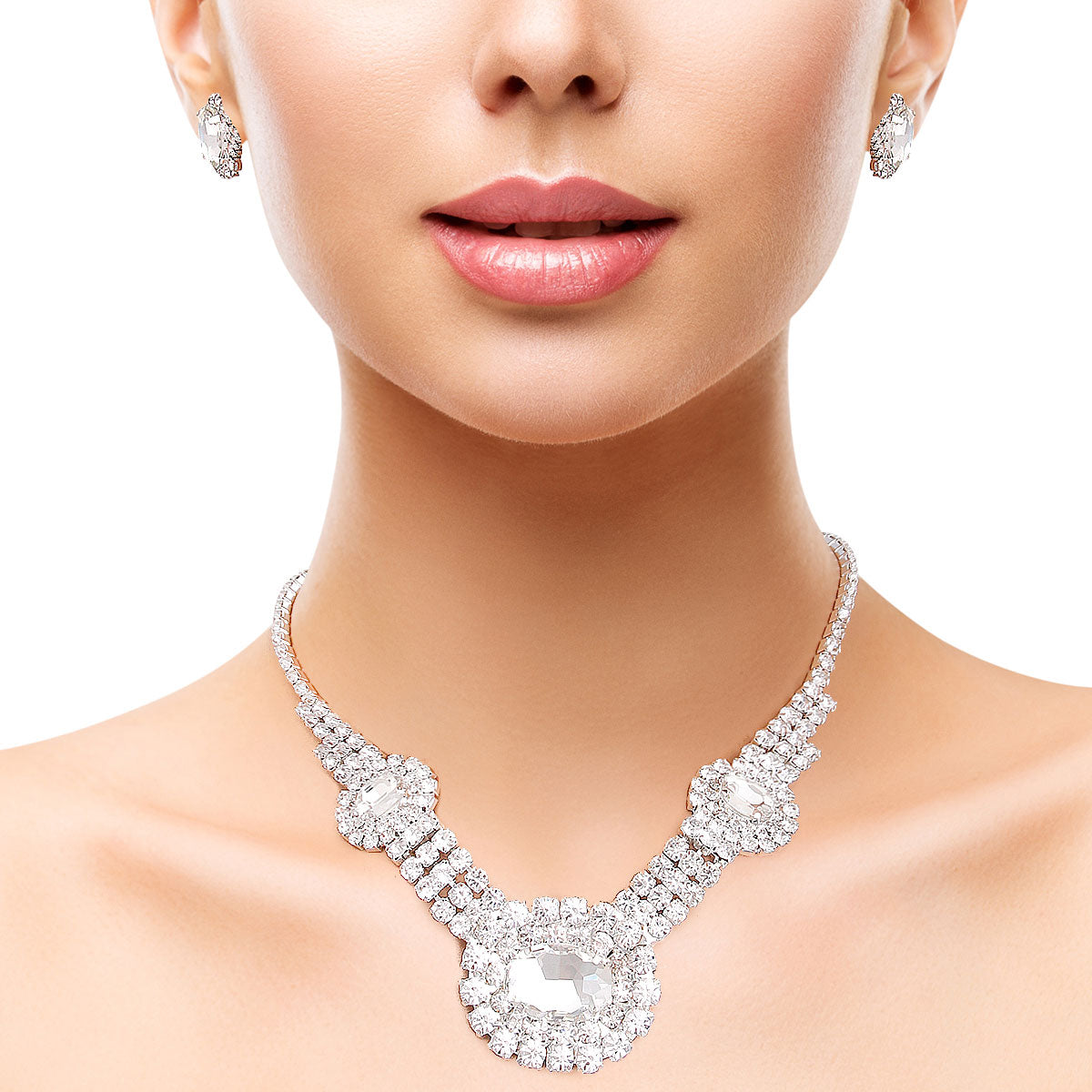 Silver Oval Formal Collar Necklace