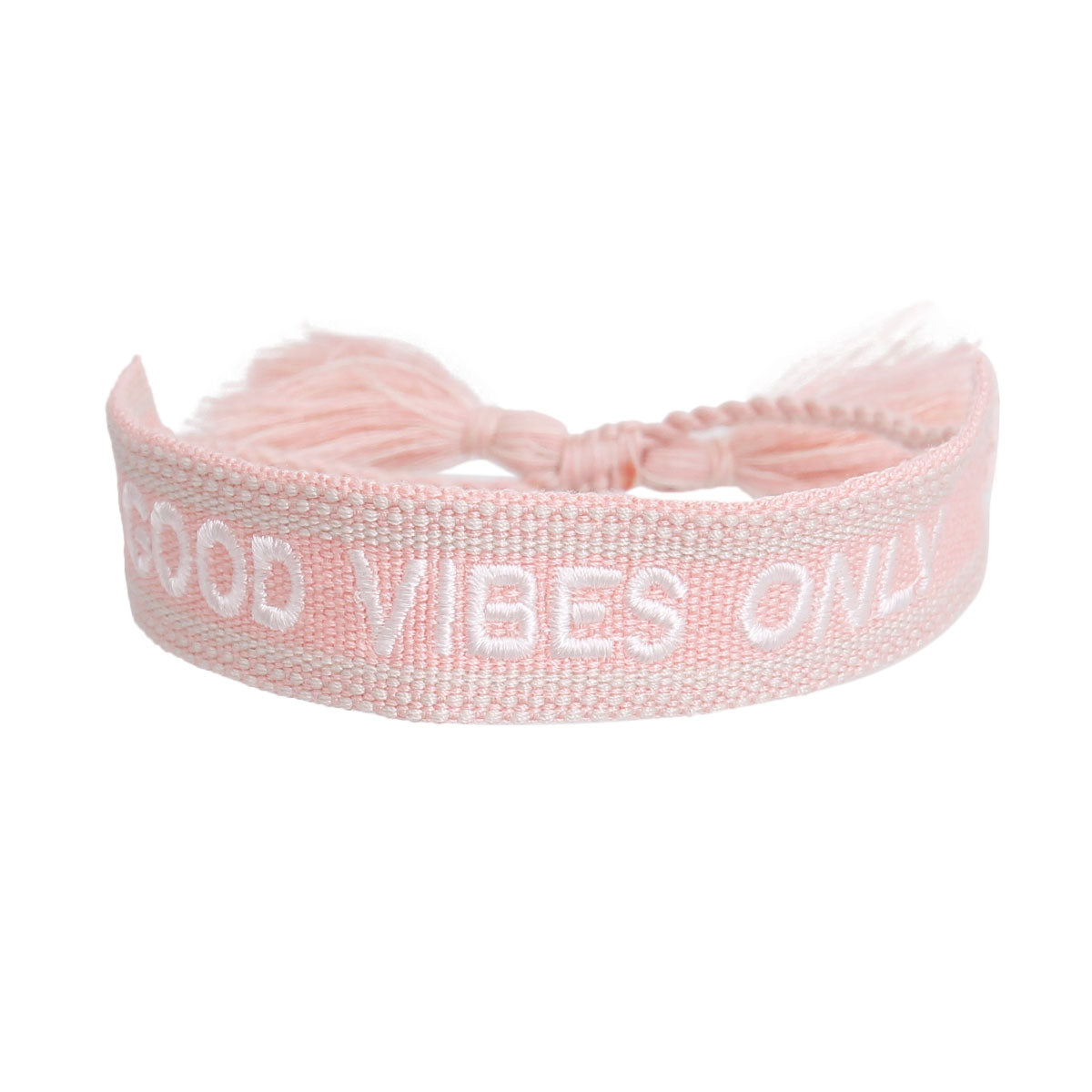 CD Inspired Pink GOOD VIBES ONLY Embroidered Bracelet