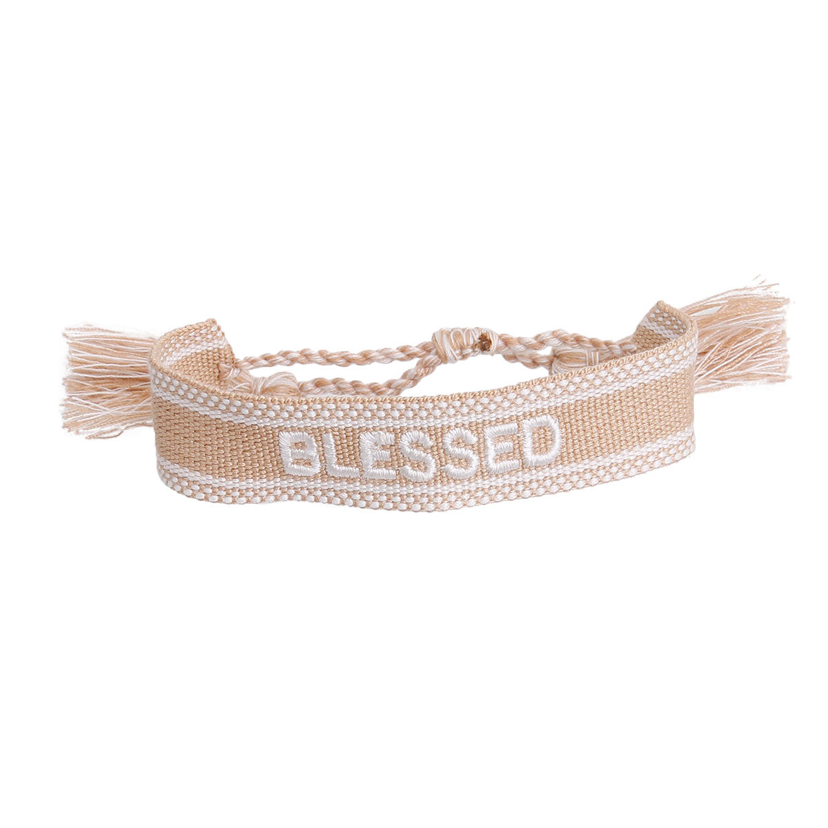 CD Inspired Light Brown BLESSED Embroidered Bracelet