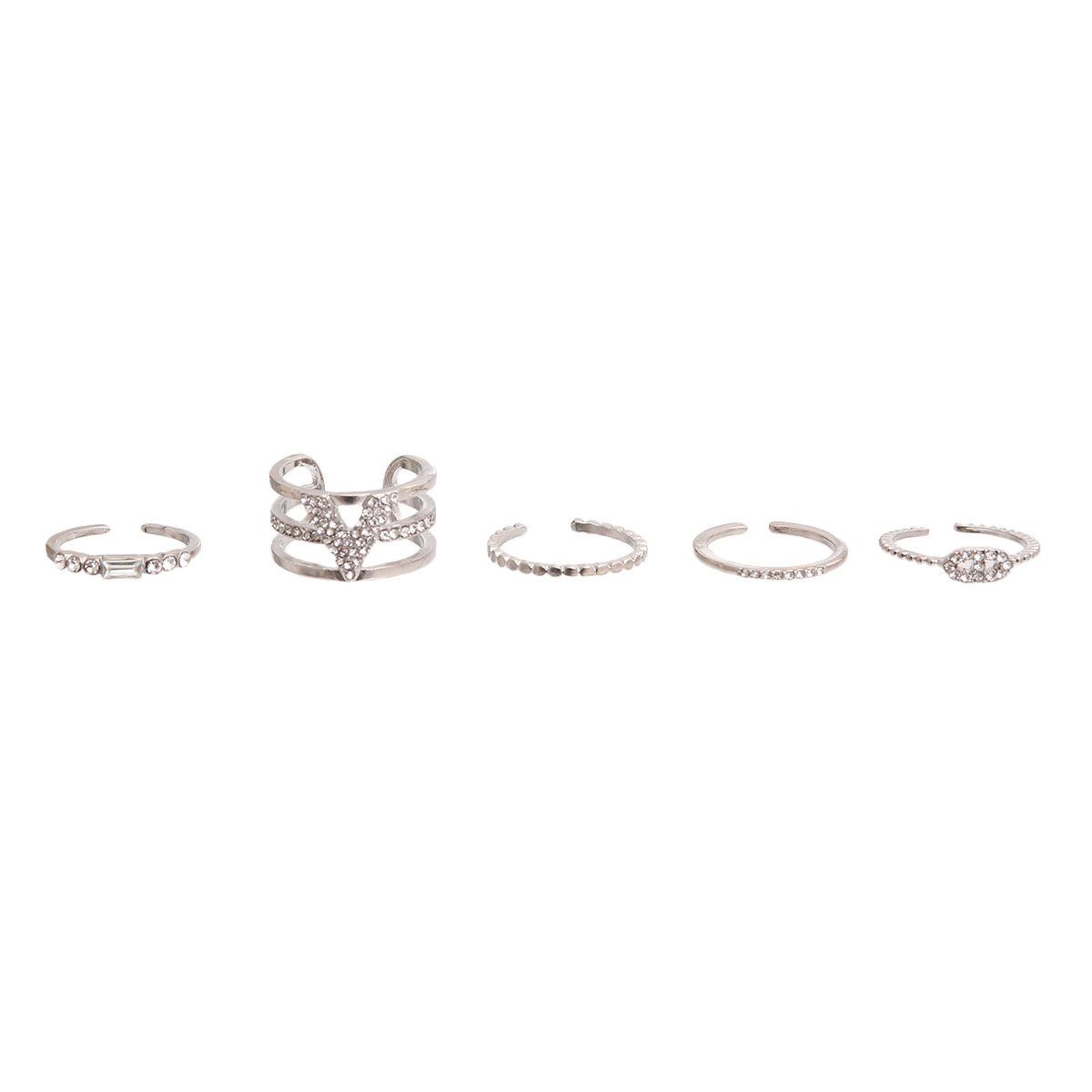 Silver Designer 5 Pcs Rings