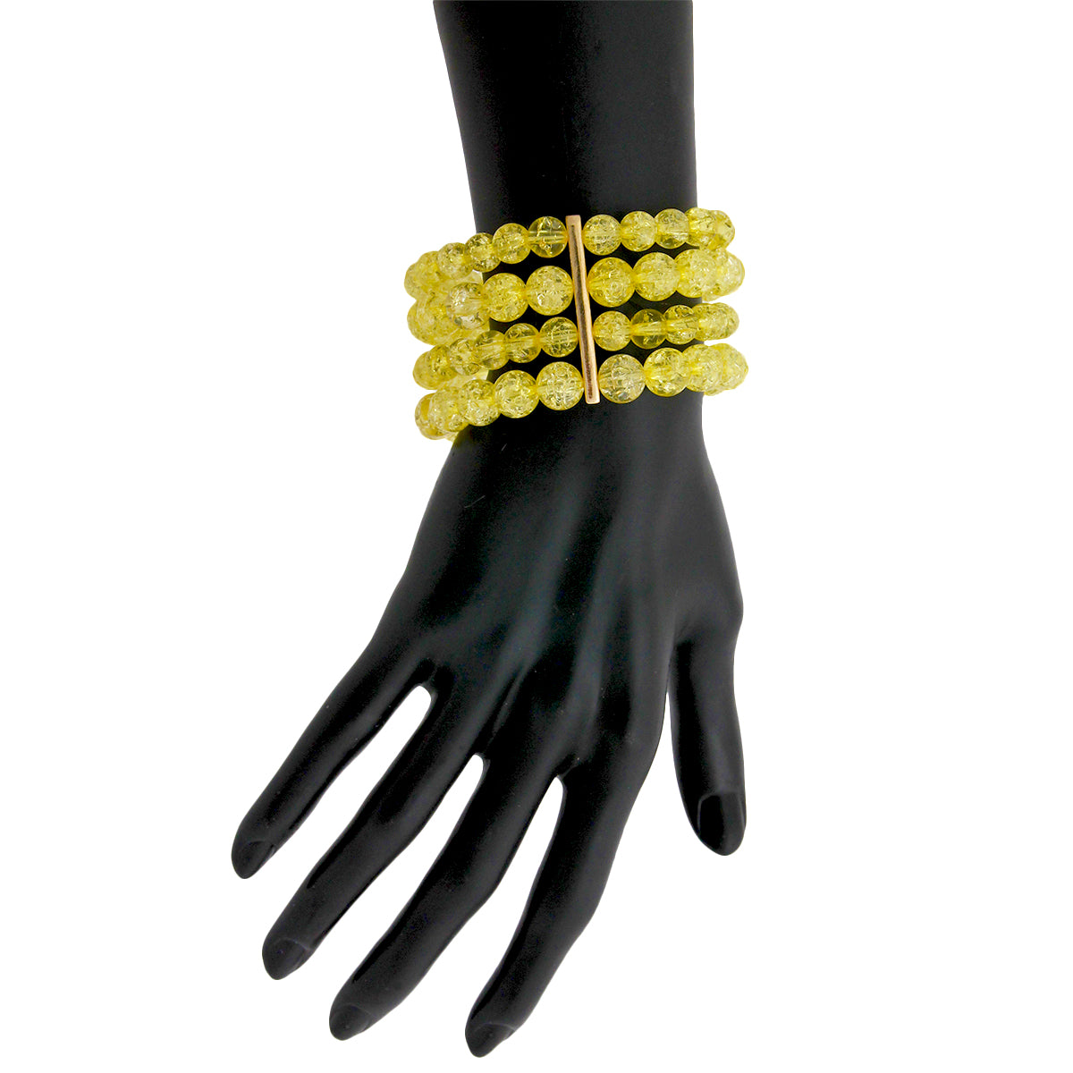 Yellow Cracked Quartz Bead Layered Bracelet