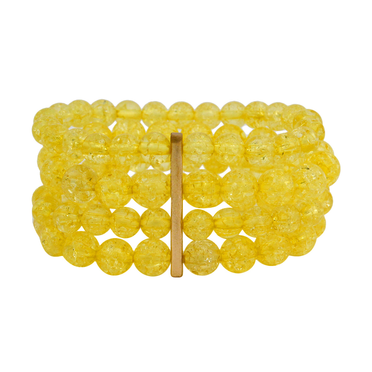 Yellow Cracked Quartz Bead Layered Bracelet