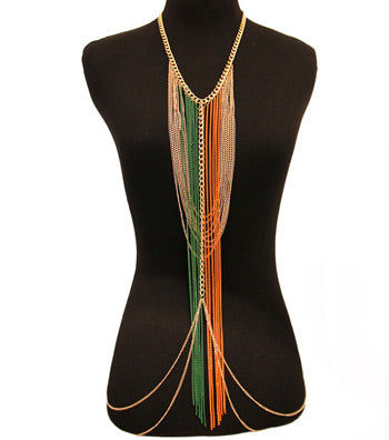 Gold Green and Orange Body Chain