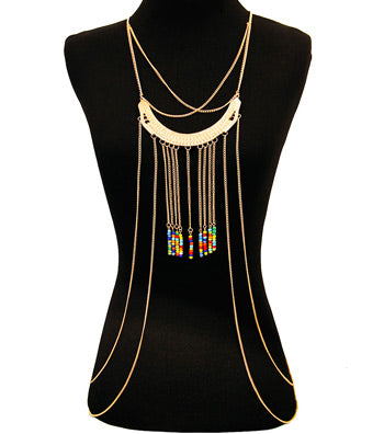 Gold and Multi Color Bead Body Chain